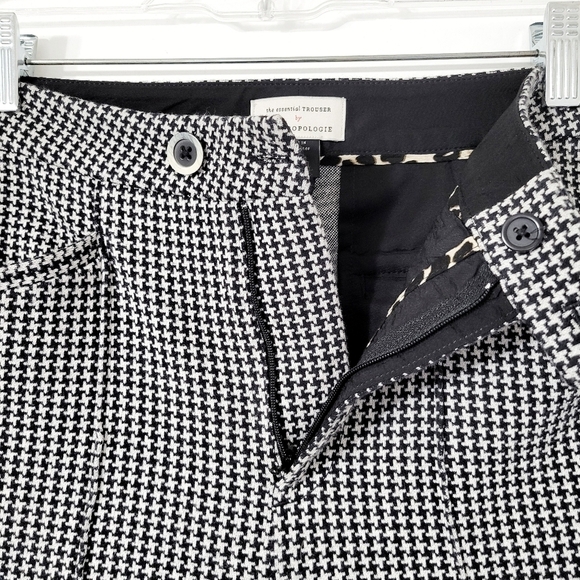 Anthropologie The Essential Trouser Black & White Houndstooth Size 4 - Picture 6 of 11